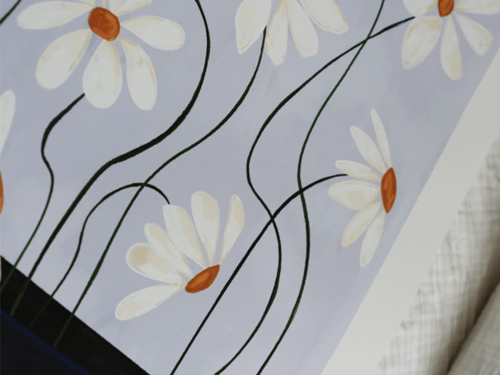Daisies in Blue Vase