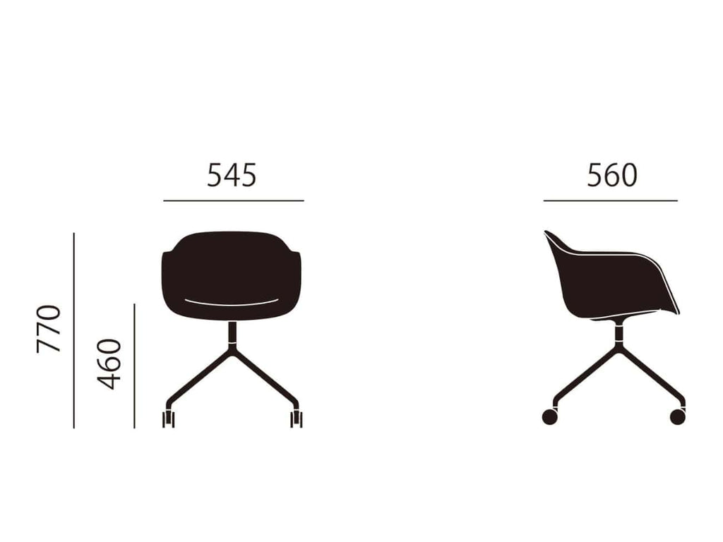 Fiber Armchair Swivel Base w. Castors